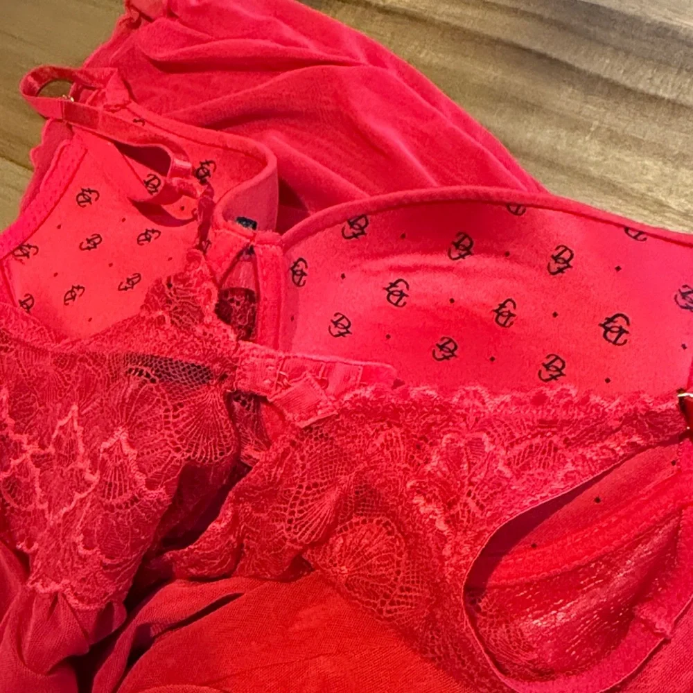 Daisy Fuentes Red Lace Chemise babydoll lingerie dress sz Large - Picture 3 of 5